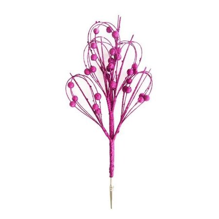 WINTERLAND Winterland WL-PCKA12-PFT-PI 12 in. Pink Peacock Feather Pick with Pink Glitter - Pack of 5 WL-PCKA12-PFT-PI